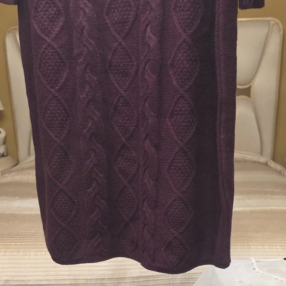 Jessica London Cable Knit Sweater Dress in Plum Size 18/20 - Picture 3 of 13